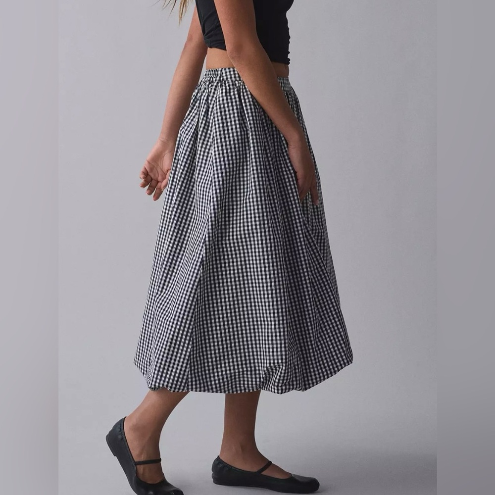 Classic Black and White Gingham Midi Skirt